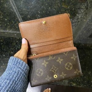 Louis Vuitton brown tresor clutch leather wallet